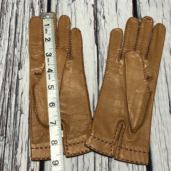 Vintage 60’s Leather Gloves Camel Brown Tan New Vtg New Old Stock Size Small - Picture 6 of 7